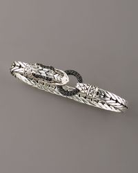 John Hardy | Metallic Black Sapphire & Sterling Silver Double Coil Dragon Bracelet | Lyst