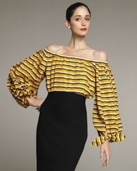 Saint Laurent | Yellow Printed Peasant Blouse | Lyst