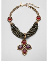 Oscar de la Renta | Multicolor Multirow Pendant Necklace | Lyst