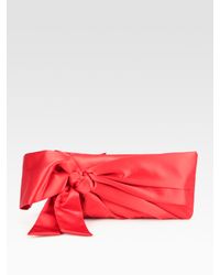 Valentino | Red Bow Satin Clutch | Lyst