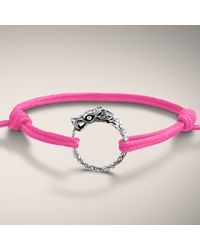 John Hardy | Metallic Dragon Station Bracelet On Adjustable Pink Cotton Cord | Lyst