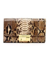 Michael Kors | Natural Gia Python Clutch Desert | Lyst