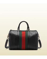 Gucci | Black Vintage Web Medium Boston Bag | Lyst