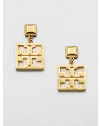 Tory Burch | Metallic Tomi Logo Drop Earrings | Lyst