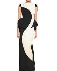 Antonio Berardi | Black Embroidered Rayon Cady Long Dress | Lyst
