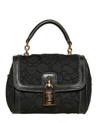 Dolce & Gabbana | Black Mini Dolce Bag Lace Leather Top Handle | Lyst