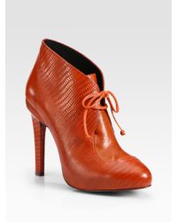 Rebecca Minkoff | Orange Dameon Laceup Lizardprint Leather Ankle Boots | Lyst