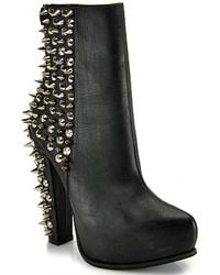 Jeffrey Campbell | Avalos Black Leather Spiked Platform Bootie | Lyst