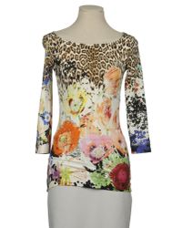 Just Cavalli | Multicolor T-shirt Mezza Manica Girocollo Over Stampa Gemme | Lyst