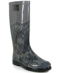 Valentino | Gray Lace Print Rain Boot | Lyst