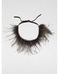 Brunello Cucinelli | Gray Ostrich Feather Necklace | Lyst