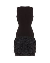 MICHAEL Michael Kors | Black Feather Trim Dress | Lyst