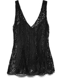 Alberta Ferretti | Black Sequined Tulle Top | Lyst