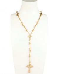 Natalia Brilli | Metallic Leather Multi Cross Rosary Necklace | Lyst