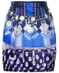 Mary Katrantzou | Blue Algernon Printed Faille Mini Skirt | Lyst