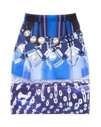 Mary Katrantzou | Blue Algernon Printed Faille Mini Skirt | Lyst