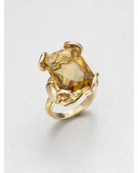Gucci | Metallic Horsebit Cognac Quartz & 18K Yellow Gold Cocktail Ring | Lyst
