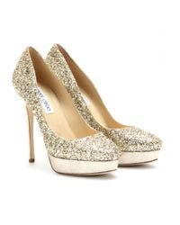 Jimmy Choo | Gold Alex Cosmic Glitter Platform Pumps | Lyst