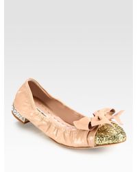 miu miu flats with bow