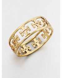 Tory Burch | Metallic Reverse Cutout Logo Bangle Bracelet | Lyst