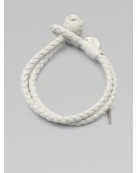 Bottega Veneta | White Woven Leather Bracelet | Lyst