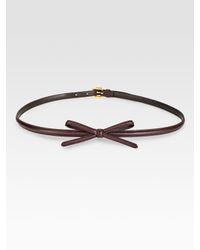 Prada Saffiano Leather Bow Belt in Purple (bordeaux) | Lyst  