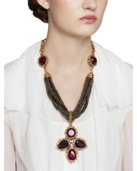 Oscar de la Renta | Purple Stone Cluster Necklace | Lyst
