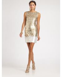 Oscar de la Renta | Metallic Sequined Silk Dress | Lyst