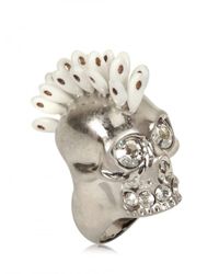 Alexander McQueen | Metallic Swarovski Punk Skull Ring | Lyst
