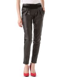 Rebecca Minkoff | Black Leather Combo Pleated Pants | Lyst