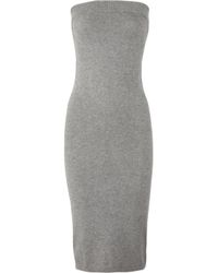 T By Alexander Wang | Gray Strapless Knit Tube Dress | Lyst