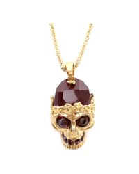 Alexander McQueen | Metallic Gold Ruby Stone Skull Pendant | Lyst