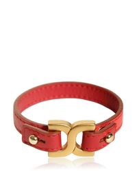 Chloé | Red Leather Brass Bracelet | Lyst