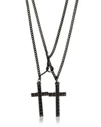 DSquared² | Black Double Cross Varnished Brass Necklace for Men | Lyst