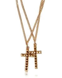 DSquared² Metallic Cross Pendant Brass Necklace for men