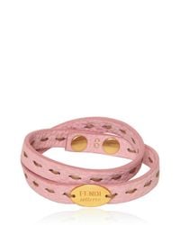 Fendi | Pink Selleria Leather Double Bracelet | Lyst