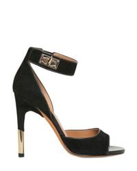 Lyst - Givenchy 100mm Shark Lock Suede Sandals in Black