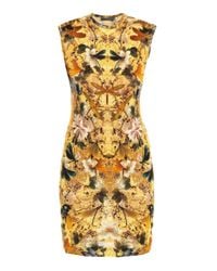 Alexander McQueen | Multicolor Printed Draped Dress | Lyst