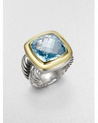 David Yurman | Blue Topaz Sterling Silver 14k Yellow Gold Ring | Lyst