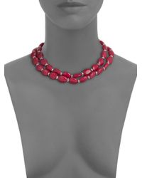 Kenneth Jay Lane | Red Double Strand Beaded Necklace | Lyst