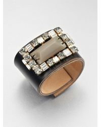 Marni | White Embellished Leather Cuff Bracelet | Lyst