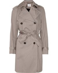 Farhi by Nicole Farhi Natural Double Breasted Cotton Blend Twill Trench Coat