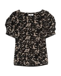 Farhi by Nicole Farhi Black Floral Print Silk Top