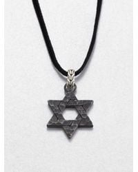 John Hardy | Black Bronze and Sterling Silver Star Of David Necklace for Men | Lyst