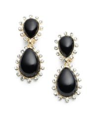 Kenneth Jay Lane | Black Enamel Rhinestone Teardrop Earrings | Lyst