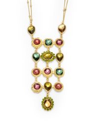 Sparkling Sage | Metallic Crystal Bead Cascading Necklace | Lyst