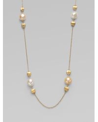 Marco Bicego | Metallic 18k Gold Round White & Champange Pearl Station Necklace | Lyst
