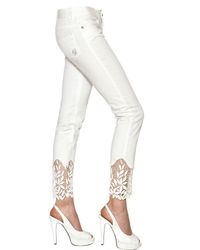 Blumarine | White Cotton Macramè Cotton Denim Jeans | Lyst