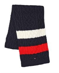 Tommy Hilfiger Blue Sid Cable Knit Multicolor Scarf for men