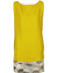 Maiyet Yellow Handpainted and Embroidered Silksateen Dress